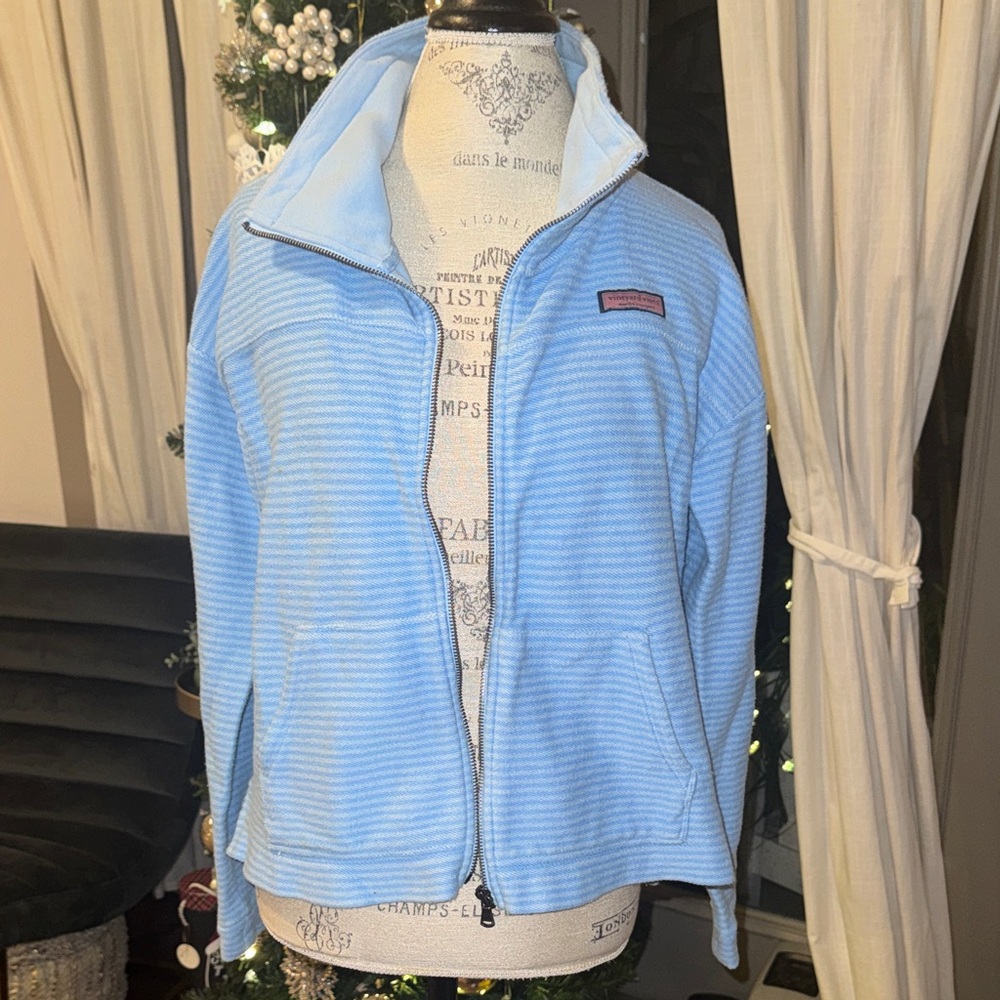 Vineyard Vines Women's Blue Striped Zipper Jacket Pullover light jacket - Picture 6 of 9